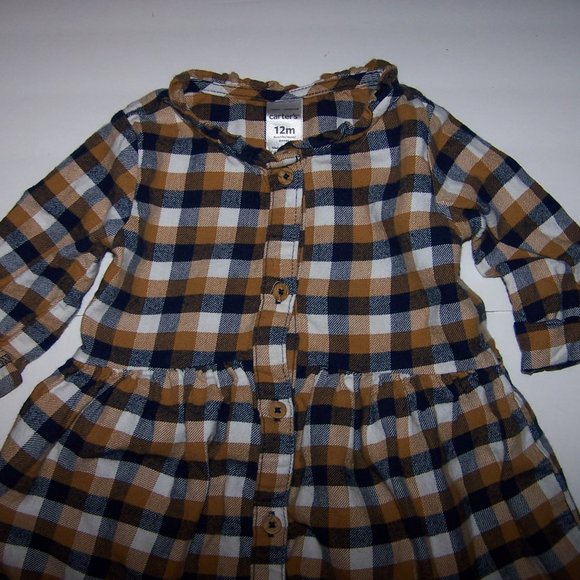 Carter's Plaid Flannel Dress 12 Months - Picture 2 of 2